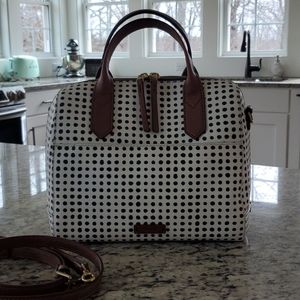Fossil Fiona Black & White Polka Dot Satchel